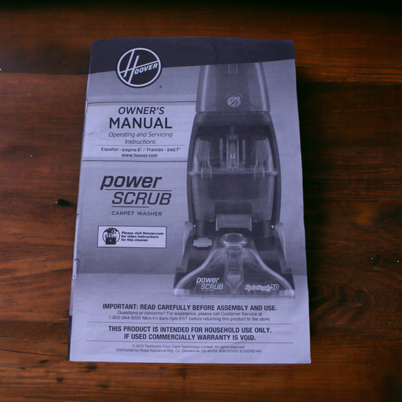 Hoover Power Scrub Carpet Washer Owner's Manual Operating Servicing Instructions - Picture 1 of 2